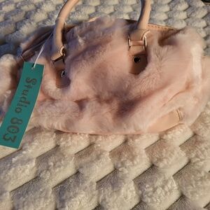 Stylish Pink Faux Fur Handbag